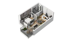 2 pokoje, mieszkanie 37,67 m², piętro 1, oferta nr A/56, Przystań Brzeźno, Gdańsk, Brzeźno, ul. Uczniowska