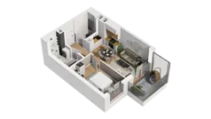 2 pokoje, mieszkanie 37,67 m², piętro 1, oferta nr A/56, Przystań Brzeźno, Gdańsk, Brzeźno, ul. Uczniowska