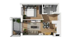 2 pokoje, mieszkanie 38,64 m², piętro 2, oferta nr A/41, Przystań Brzeźno, Gdańsk, Brzeźno, ul. Uczniowska