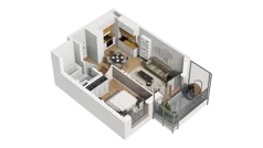 2 pokoje, mieszkanie 38,64 m², piętro 2, oferta nr A/41, Przystań Brzeźno, Gdańsk, Brzeźno, ul. Uczniowska