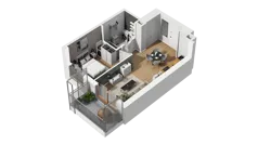 2 pokoje, mieszkanie 40,83 m², piętro 1, oferta nr A/61, Przystań Brzeźno, Gdańsk, Brzeźno, ul. Uczniowska