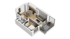 2 pokoje, mieszkanie 40,83 m², piętro 1, oferta nr A/61, Przystań Brzeźno, Gdańsk, Brzeźno, ul. Uczniowska