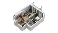 2 pokoje, mieszkanie 40,83 m², piętro 1, oferta nr A/61, Przystań Brzeźno, Gdańsk, Brzeźno, ul. Uczniowska