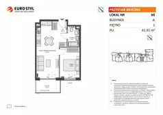 2 pokoje, mieszkanie 41,91 m², piętro 1, oferta nr A/60, Przystań Brzeźno, Gdańsk, Brzeźno, ul. Uczniowska