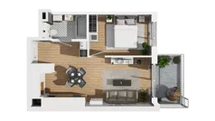 2 pokoje, mieszkanie 41,91 m², piętro 1, oferta nr A/60, Przystań Brzeźno, Gdańsk, Brzeźno, ul. Uczniowska