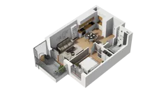 2 pokoje, mieszkanie 41,91 m², piętro 1, oferta nr A/60, Przystań Brzeźno, Gdańsk, Brzeźno, ul. Uczniowska