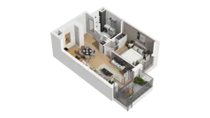 2 pokoje, mieszkanie 41,91 m², piętro 1, oferta nr A/60, Przystań Brzeźno, Gdańsk, Brzeźno, ul. Uczniowska