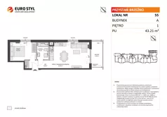 2 pokoje, mieszkanie 43,21 m², piętro 1, oferta nr A/55, Przystań Brzeźno, Gdańsk, Brzeźno, ul. Uczniowska