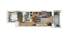 2 pokoje, mieszkanie 43,21 m², piętro 1, oferta nr A/55, Przystań Brzeźno, Gdańsk, Brzeźno, ul. Uczniowska