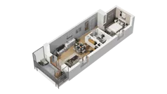 2 pokoje, mieszkanie 43,21 m², piętro 1, oferta nr A/55, Przystań Brzeźno, Gdańsk, Brzeźno, ul. Uczniowska