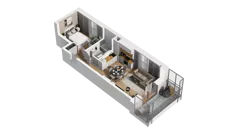 2 pokoje, mieszkanie 43,21 m², piętro 1, oferta nr A/55, Przystań Brzeźno, Gdańsk, Brzeźno, ul. Uczniowska