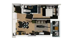 2 pokoje, mieszkanie 43,34 m², piętro 1, oferta nr B/10, Przystań Brzeźno - etap II, Gdańsk, Brzeźno, ul. Uczniowska
