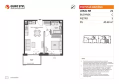 2 pokoje, mieszkanie 40,48 m², piętro 5, oferta nr C/21, Przystań Brzeźno - etap II, Gdańsk, Brzeźno, ul. Uczniowska