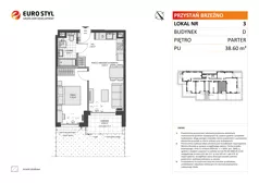 2 pokoje, mieszkanie 37,73 m², piętro 1, oferta nr C/31, Przystań Brzeźno - etap II, Gdańsk, Brzeźno, ul. Uczniowska