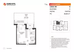 2 pokoje, mieszkanie 38,88 m², parter, oferta nr D/8, Osiedle Warszawska - etap II, Gdańsk, Ujeścisko-Łostowice, Ujeścisko, ul. Warszawska