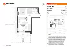 2 pokoje, mieszkanie 35,64 m², parter, oferta nr B/22, Osiedle Warszawska - etap III, Gdańsk, Ujeścisko-Łostowice, Ujeścisko, ul. Warszawska