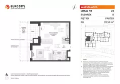2 pokoje, mieszkanie 39,59 m², parter, oferta nr B/23, Osiedle Warszawska - etap III, Gdańsk, Ujeścisko-Łostowice, Ujeścisko, ul. Warszawska