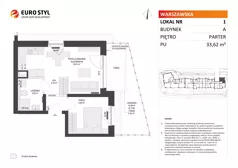 2 pokoje, mieszkanie 33,62 m², parter, oferta nr A/1, Osiedle Warszawska - etap IV, Gdańsk, Ujeścisko-Łostowice, Ujeścisko, ul. Warszawska