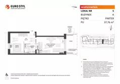 2 pokoje, mieszkanie 37,76 m², parter, oferta nr A/5, Osiedle Warszawska - etap IV, Gdańsk, Ujeścisko-Łostowice, Ujeścisko, ul. Warszawska