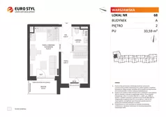 2 pokoje, mieszkanie 33,59 m², piętro 2, oferta nr A/68, Osiedle Warszawska - etap IV, Gdańsk, Ujeścisko-Łostowice, Ujeścisko, ul. Warszawska