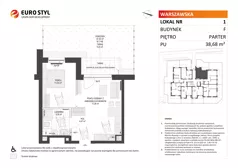 2 pokoje, mieszkanie 38,68 m², parter, oferta nr F/1, Osiedle Warszawska - etap I, Gdańsk, Ujeścisko-Łostowice, Ujeścisko, ul. Warszawska