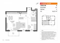 3 pokoje, mieszkanie 56,27 m², piętro 2, oferta nr A1/6, Gdańskie Zacisze, Gdańsk, Kokoszki, ul. Bysewska