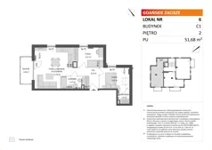 3 pokoje, mieszkanie 51,68 m², piętro 2, oferta nr C1/6, Gdańskie Zacisze, Gdańsk, Kokoszki, ul. Bysewska