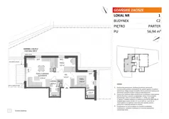3 pokoje, mieszkanie 56,94 m², parter, oferta nr C2/1, Gdańskie Zacisze, Gdańsk, Kokoszki, ul. Bysewska