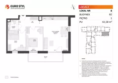 3 pokoje, mieszkanie 61,58 m², piętro 1, oferta nr B2/8, Locus 2 - etap II, Rumia, Janowo, ul. Dąbrowskiego