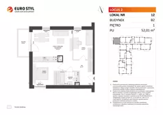 3 pokoje, mieszkanie 52,02 m², piętro 1, oferta nr B2/12, Locus 2 - etap II, Rumia, Janowo, ul. Dąbrowskiego
