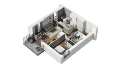 3 pokoje, mieszkanie 52,02 m², piętro 1, oferta nr B2/12, Locus 2 - etap II, Rumia, Janowo, ul. Dąbrowskiego