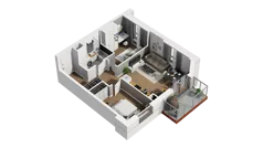3 pokoje, mieszkanie 50,89 m², piętro 2, oferta nr B2/17, Locus 2 - etap II, Rumia, Janowo, ul. Dąbrowskiego