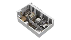 3 pokoje, mieszkanie 48,69 m², piętro 2, oferta nr B2/19, Locus 2 - etap II, Rumia, Janowo, ul. Dąbrowskiego