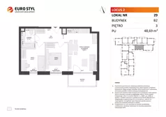 3 pokoje, mieszkanie 48,69 m², piętro 3, oferta nr B2/29, Locus 2 - etap II, Rumia, Janowo, ul. Dąbrowskiego