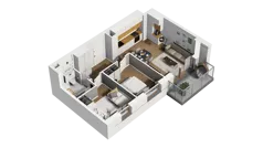 3 pokoje, mieszkanie 48,69 m², piętro 3, oferta nr B2/29, Locus 2 - etap II, Rumia, Janowo, ul. Dąbrowskiego