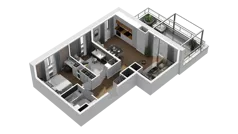 3 pokoje, mieszkanie 57,29 m², piętro 6, oferta nr B1/44, Locus 2 - etap I, Rumia, Janowo, ul. Dąbrowskiego