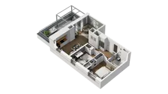 3 pokoje, mieszkanie 57,29 m², piętro 6, oferta nr B1/44, Locus 2 - etap I, Rumia, Janowo, ul. Dąbrowskiego
