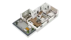 3 pokoje, mieszkanie 57,29 m², piętro 6, oferta nr B1/44, Locus 2 - etap I, Rumia, Janowo, ul. Dąbrowskiego
