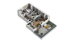 3 pokoje, mieszkanie 57,29 m², piętro 6, oferta nr B1/44, Locus 2 - etap I, Rumia, Janowo, ul. Dąbrowskiego