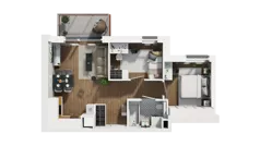 3 pokoje, mieszkanie 48,77 m², piętro 6, oferta nr B1/45, Locus 2 - etap I, Rumia, Janowo, ul. Dąbrowskiego