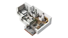 3 pokoje, mieszkanie 48,77 m², piętro 6, oferta nr B1/45, Locus 2 - etap I, Rumia, Janowo, ul. Dąbrowskiego