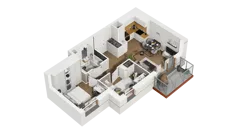 3 pokoje, mieszkanie 48,77 m², piętro 6, oferta nr B1/45, Locus 2 - etap I, Rumia, Janowo, ul. Dąbrowskiego