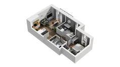 3 pokoje, mieszkanie 48,77 m², piętro 6, oferta nr B1/45, Locus 2 - etap I, Rumia, Janowo, ul. Dąbrowskiego