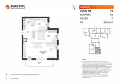 3 pokoje, mieszkanie 60,18 m², piętro 5, oferta nr B1/74, Locus 2 - etap I, Rumia, Janowo, ul. Dąbrowskiego