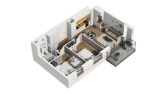 3 pokoje, mieszkanie 48,53 m², piętro 5, oferta nr B2/49, Locus 2 - etap II, Rumia, Janowo, ul. Dąbrowskiego
