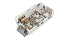 3 pokoje, mieszkanie 54,46 m², piętro 5, oferta nr B2/96, Locus 2 - etap II, Rumia, Janowo, ul. Dąbrowskiego