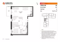 3 pokoje, mieszkanie 54,71 m², piętro 6, oferta nr B2/99, Locus 2 - etap II, Rumia, Janowo, ul. Dąbrowskiego