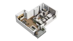 3 pokoje, mieszkanie 54,71 m², piętro 6, oferta nr B2/99, Locus 2 - etap II, Rumia, Janowo, ul. Dąbrowskiego