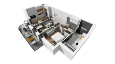 3 pokoje, mieszkanie 54,60 m², piętro 2, oferta nr A/15, Esencja, Gdańsk, Śródmieście, Dolne Miasto, ul. Kamienna Grobla / Jałmużnicza