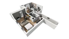 3 pokoje, mieszkanie 64,62 m², piętro 3, oferta nr A/39, Esencja, Gdańsk, Śródmieście, Dolne Miasto, ul. Kamienna Grobla / Jałmużnicza